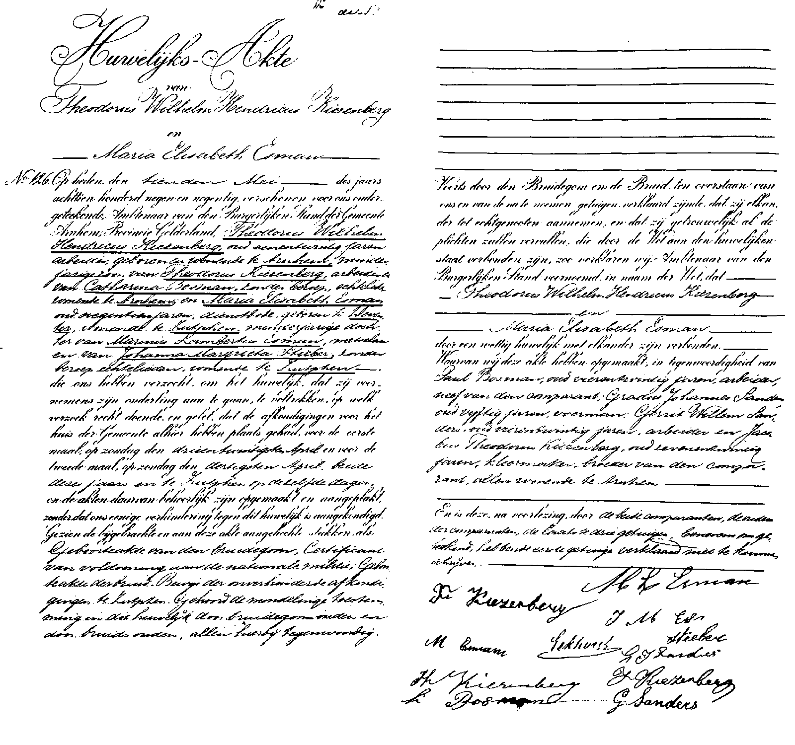 18990510 huw akte 126 Theodorus WH Kiezenberg - Maria E Esman